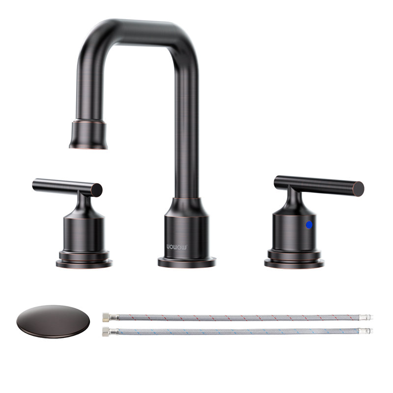Robinet de salle de bain à large entraxe avec bonde, Bronze frotté à l'huile