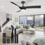 Ceiling Fans With Lights, 52 Inch 6 Speeds Ceiling Fan With 2 Downrods Remote Control Led Dimmable Dc Reversible Modern Noiseless Ceiling Fan For Indoor/Outdoor Use
