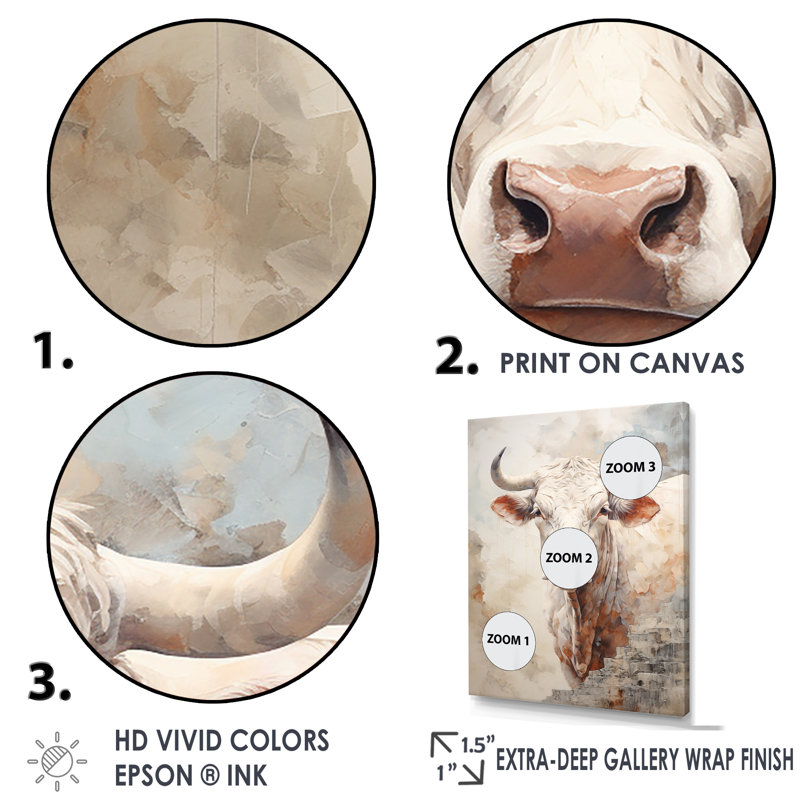 «Handsome Beige Bovins», reproduction sur toile, Toile tendue, 44" H x 34" W