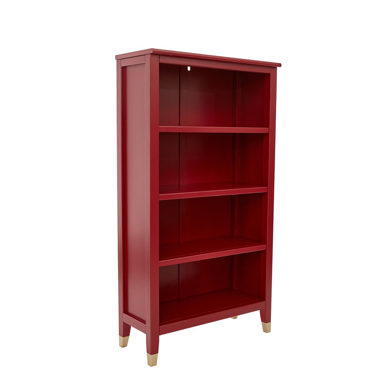 Bookcase, (4 Shelves) 50" H x 27" W x 12" D, Red
