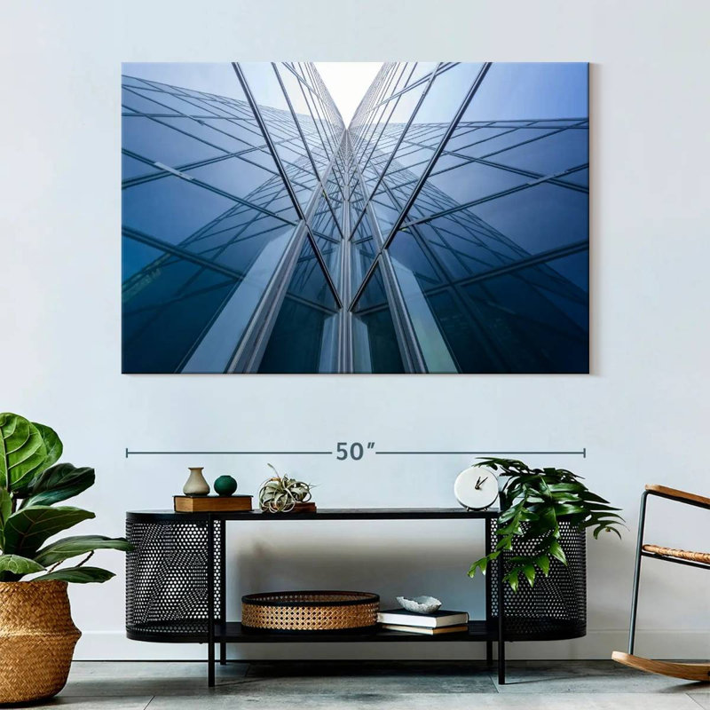 Lilie Modern Glass Building, 34" H x 51" W
