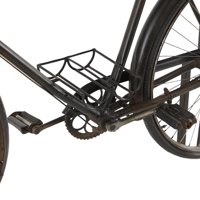 Broseley Metal 1 Shelf Bike Black Bar with Brown Wood Top