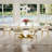 Rectangular Pedestal Dining Set with Modern Weaven Velvet Dininig Chair-821076816-821076819