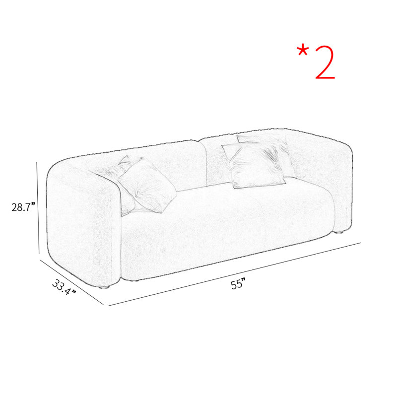 Causeuse Modern, Flanelle orange foncé