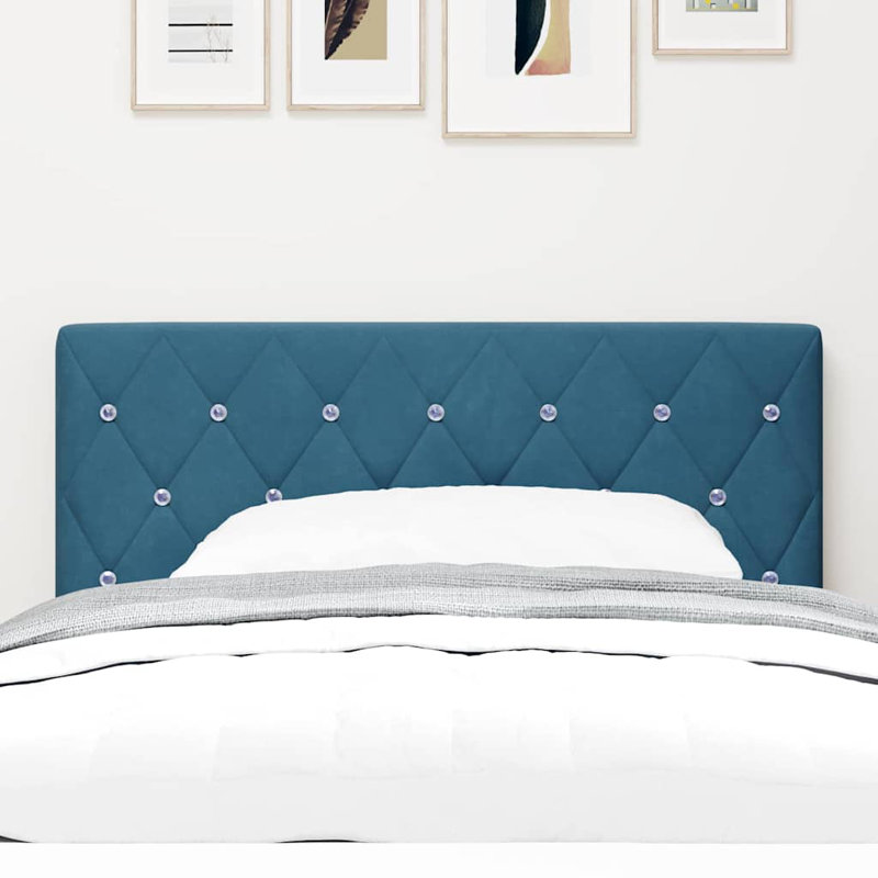  Velvet Headboard Argyle With Headboard 90 Cm Velvet, Dark blue