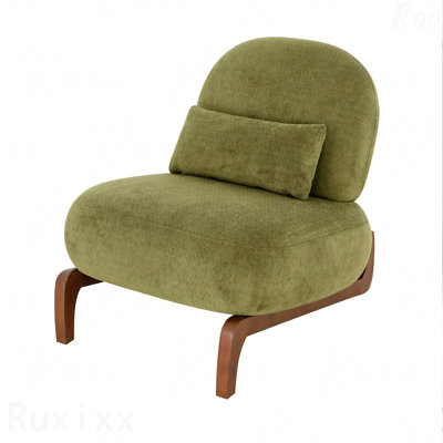 Joli fauteuil d'appoint avec pieds en bois massif, fauteuil de salon en velours avec coussin moelleux, fauteuil confortable pour la chambre à coucher, fauteuil d'appoint confortable (style lecture), idéal pour les terrasses extérieures pour les appartements, les salles d'attente et les balcons