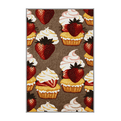 Washable Strawberry shortcake Desserts Area Rug