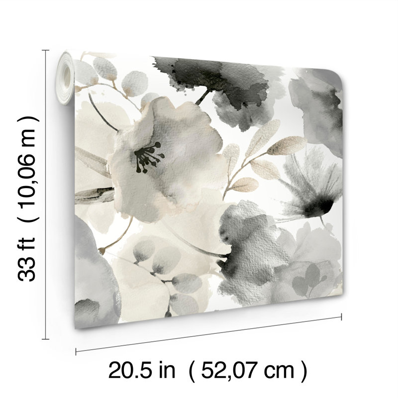 Floral Wallpaper Roll, Charcoal
