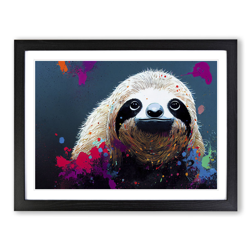 Sloth Splash Vol.1 Abstract - Framed Print, Black, 46cm H x 64cm W x 2cm D