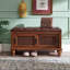 Banc rembourré en cuir véritable brun noisette-320893252