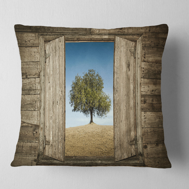 Coussin d'arbre paysage ouvert, 16 po x 1 po, Coussin décoratif