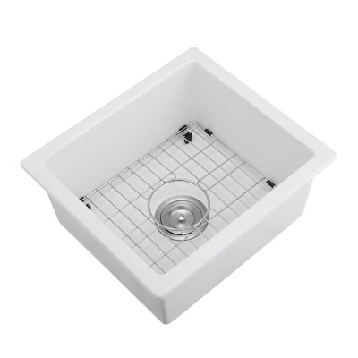 Quartz Bar Sink 18"X16" - Rust & Advanced Manufacturing With Bottom Grid And Strainer White 18" Length X 16" Width Heat Functional Includes Assembly