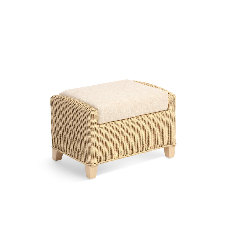 70cm Wide Solid Colour Footstool Ottoman, Cream
