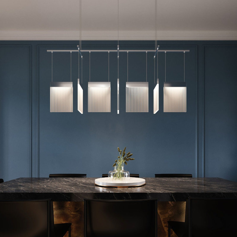 V Panels 7 - Light LED Pendant, Brass
