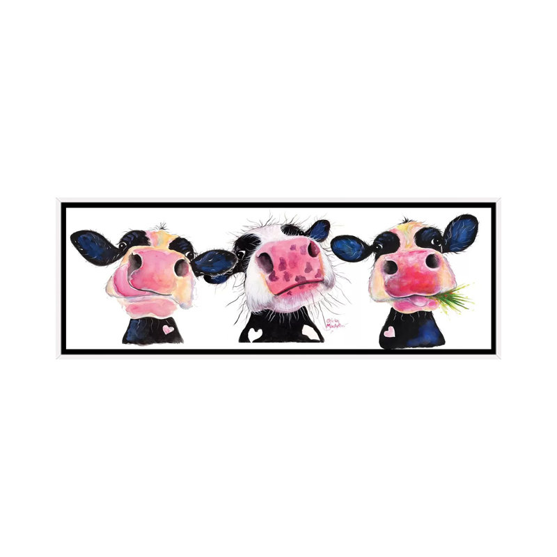 «The Nosy Cows» par Shirley Macarthur - impression d'art graphique panoramique, H 24 po x l 72 po x P 1,5 po