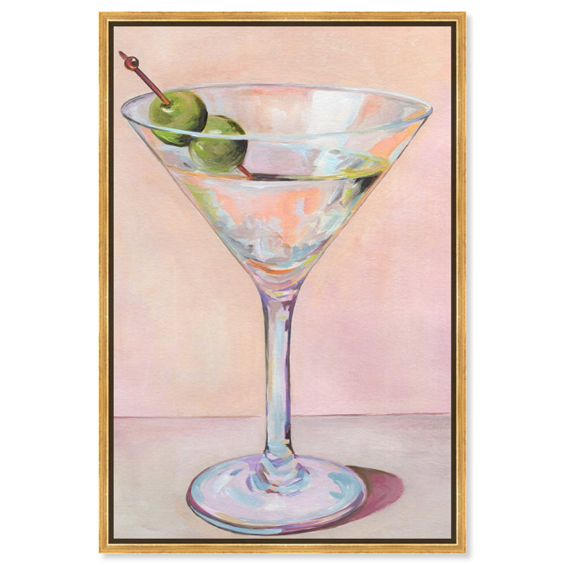 "Cocktail Time", impression côtière tendance par , H 55 po x l 37 po, Cadre flottant doré
