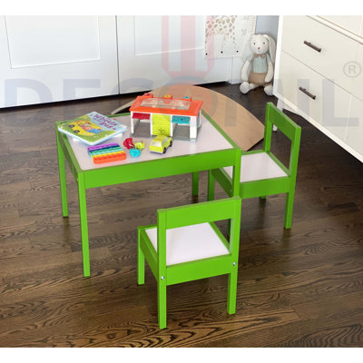 Kids 4 Piece Solid Wood Rectangular Play / Activity Table and Chair Set