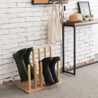 6 Pair Solid Wood Boot Storage