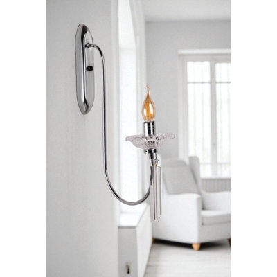 Lampe murale moderne en chrome, corps en métal, 20,5 po x 3,9 po x 1,9 po | Douille E27, 40 W maximum (ampoule non incluse) | Éclairage intérieur élégant pour le salon, la chambre à coucher et le couloir | Homologué IP20 pour une utilisation intérieure