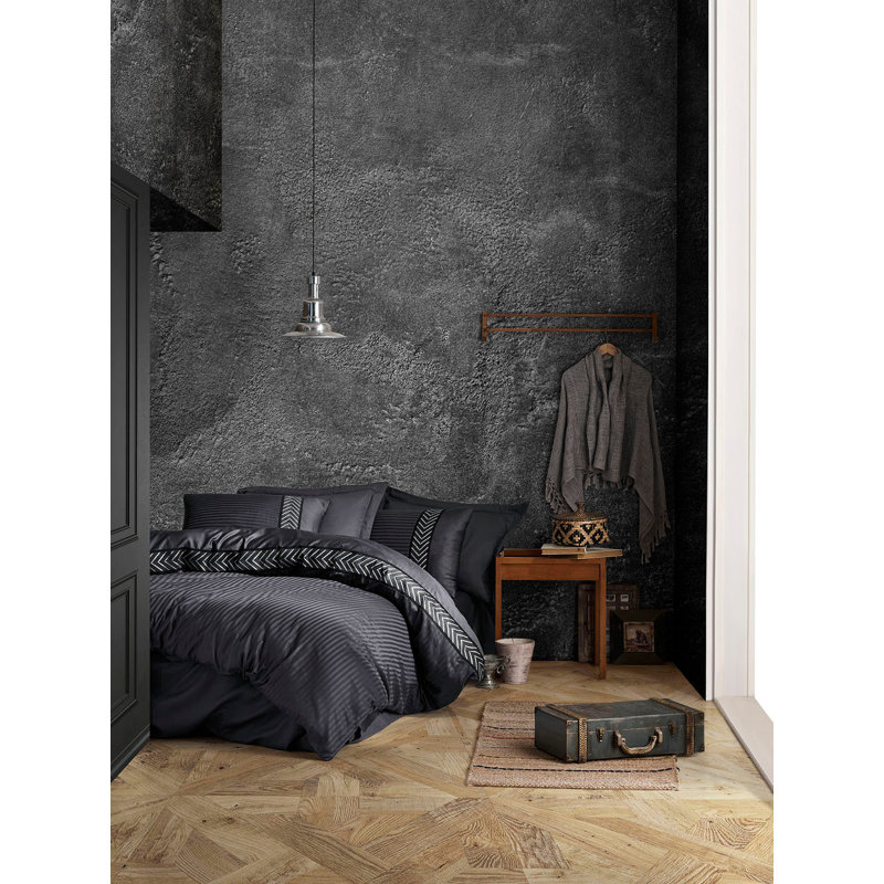 Ensemble de housse de couette 100% coton 6 pièces Cyara, Anthracite