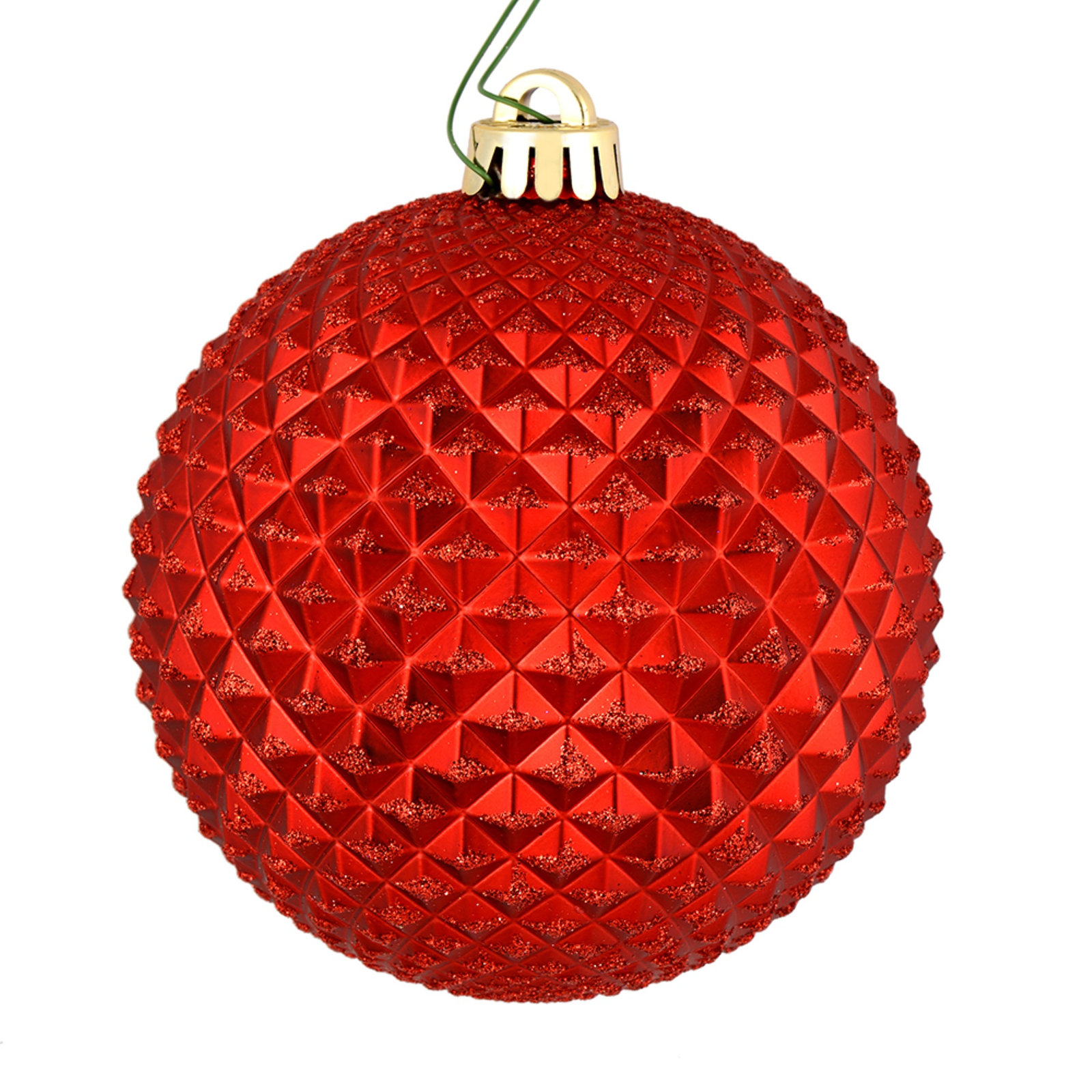 Durian Glitter Ball Ornament, Red, 4" H x 4" W x 4" D