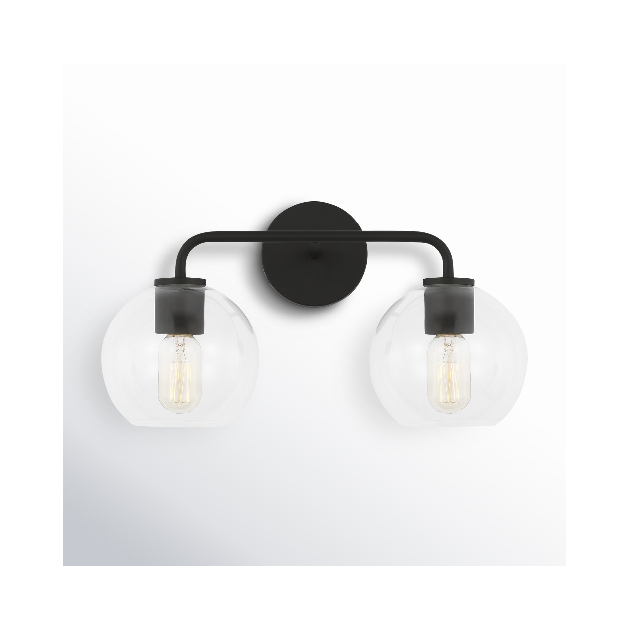 Childerley 2 Light Vanity, Midnight Black, Clear