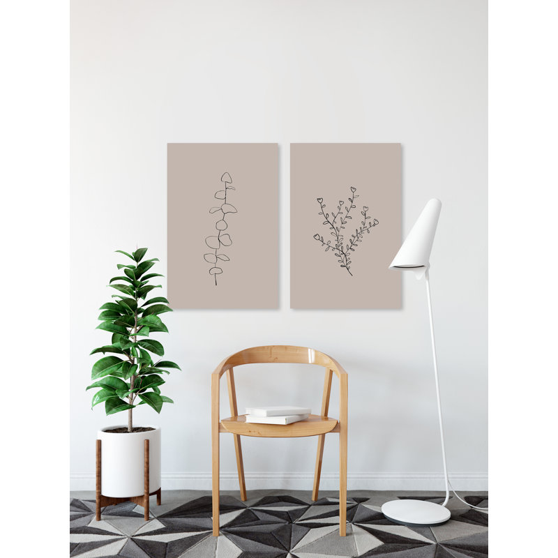 Seamless Leaves by Marmont Hill - 2 Piece Wrapped Canvas Print, 12" H x 8" W