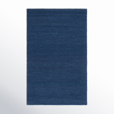 Amira Solid Color Handwoven Wool/Cotton Area Rug in Blue