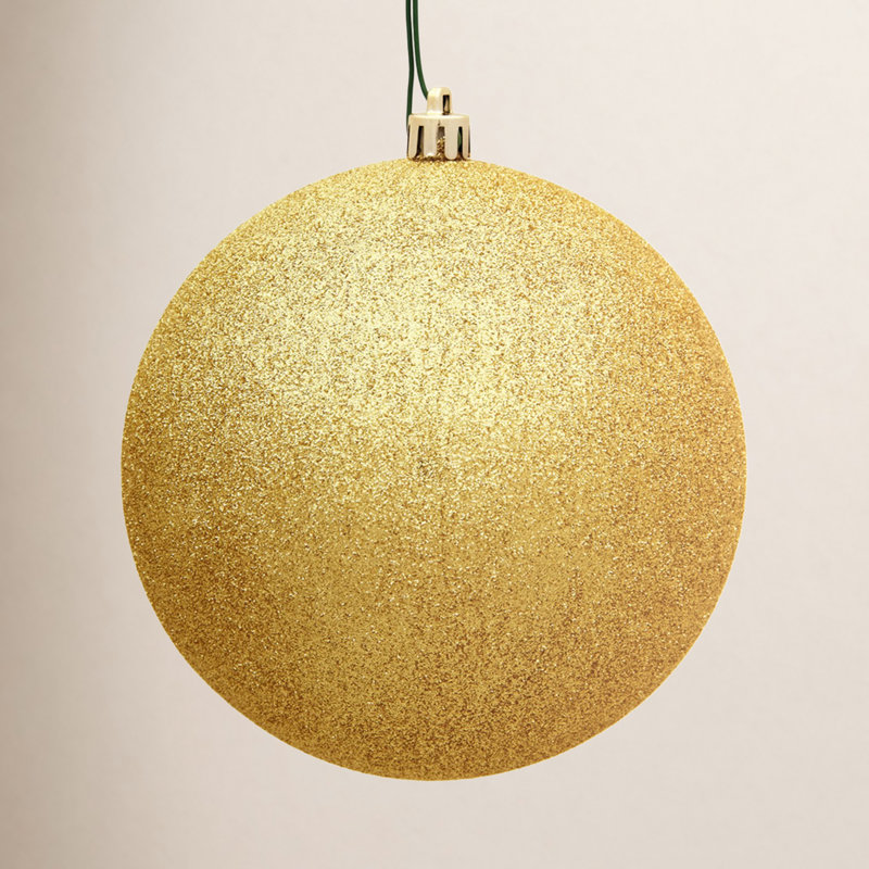Shatterproof Bauble, 4.75" H x 4.75" W x 4.75" D, Honey Gold Glitter