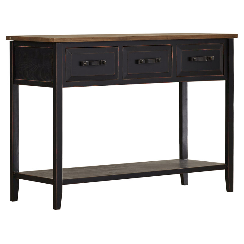 Pauly 42.1'' Solid Wood Console Table, Black Oak