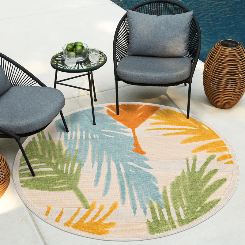 Barcadera Indoor/Outdoor Rug, Round 5'3"