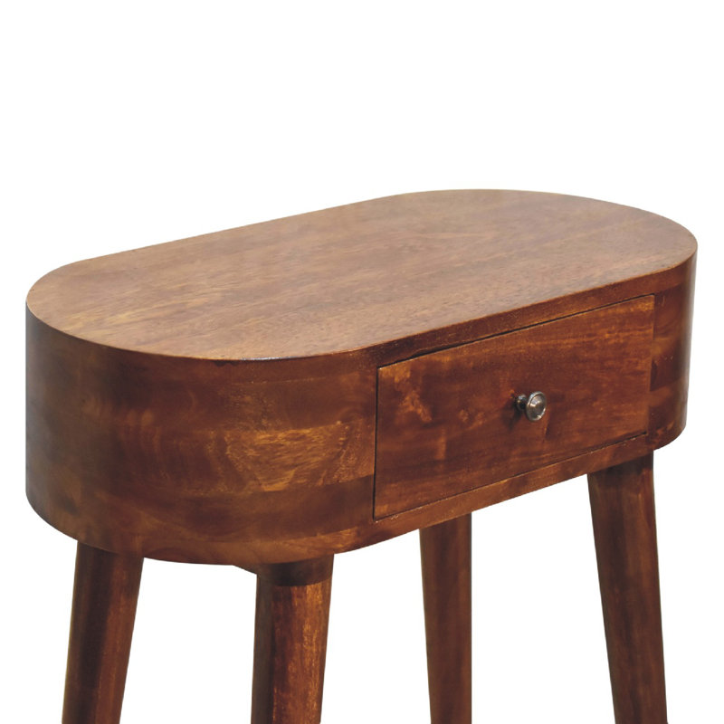 Evonnia 60cm W Solid Wood Bedside Table, Brown