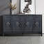 Armoire antique à 4 portes, poignée fleur sculptée pour le salon / la cuisine - noir