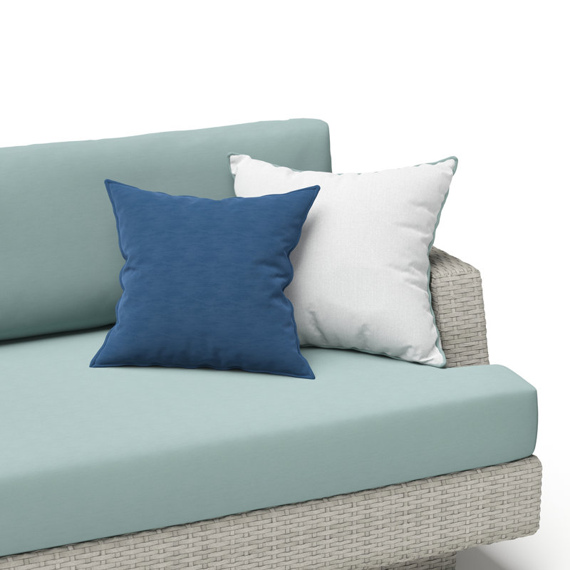 Portofino Comfort Outdoor 5 - Piece Conversation Set, Gray Frame/Spa Blue Cushion