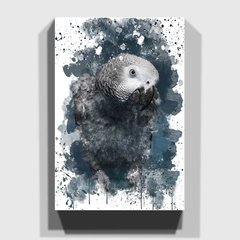 African Grey Parrot - Wall Art, 60cm H x 40cm W, Wrapped Canvas