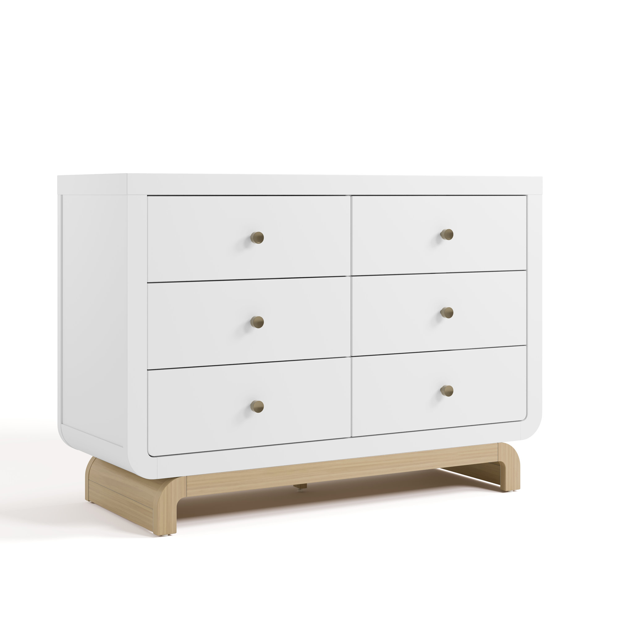 Santorini 6 Drawer Dresser, White/Driftwood