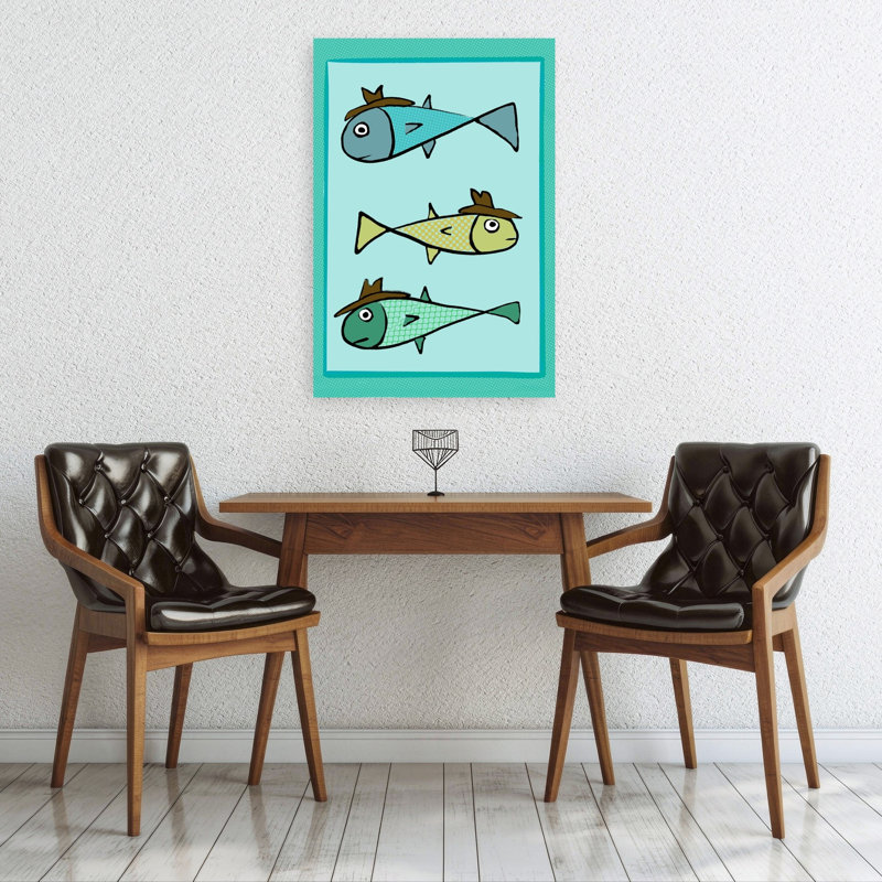 Poisson à chapeau fantaisiste, coloré, enjoué et vibrant, impression d'art mural sur le thème de l'océan, H 36 po x l 24 po