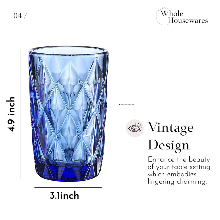 Whole Housewares | Colored Glass Drinkware 12 Ounce Water Glasses Multi  Color