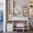 Round Mirror LED Vanity Table with Stool and Full Body Mirror Cabinet-113847172