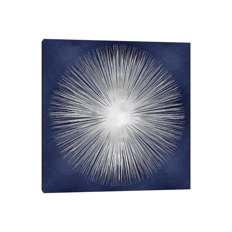 Silver Sunburst On Blue I by Abby Young - Wrapped Canvas Gallery-Wrapped Canvas Giclée, Navy
