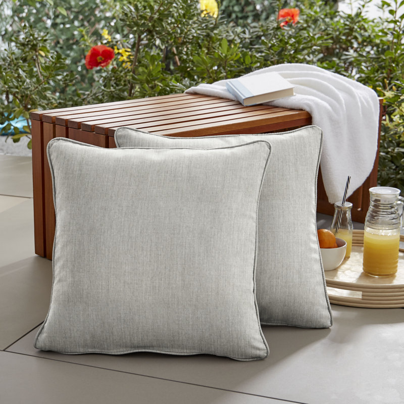 Erika Outdoor Reversible Throw Pillow, Canvas Granite, 16"H x 16"W