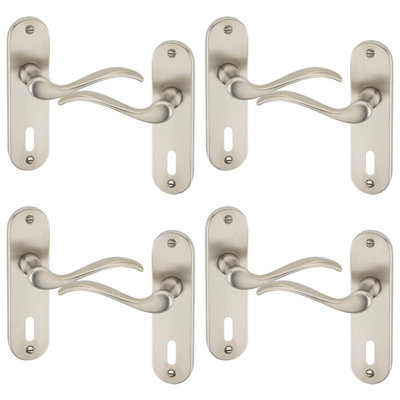4x Urfic Geneva Metal Lever Latch Door Handles Set Rose Internal & External