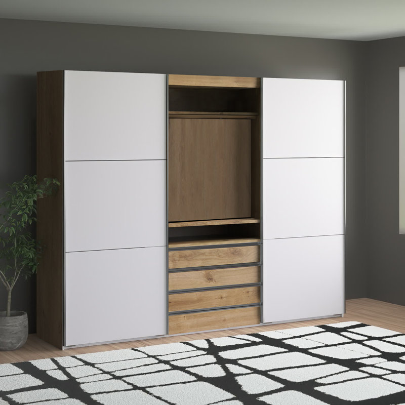 Branchburg 2 Door Manufactured Wood Wardrobe, White/Brown