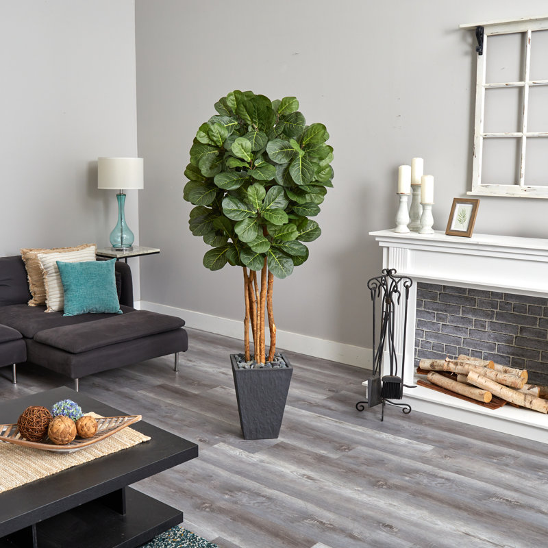 66 " H Faux Fiddle Leaf Fig Tree in Ceramic Planter