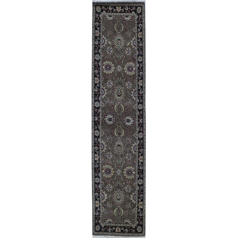 Hand-Knotted High-Quality Brown and Black Runner