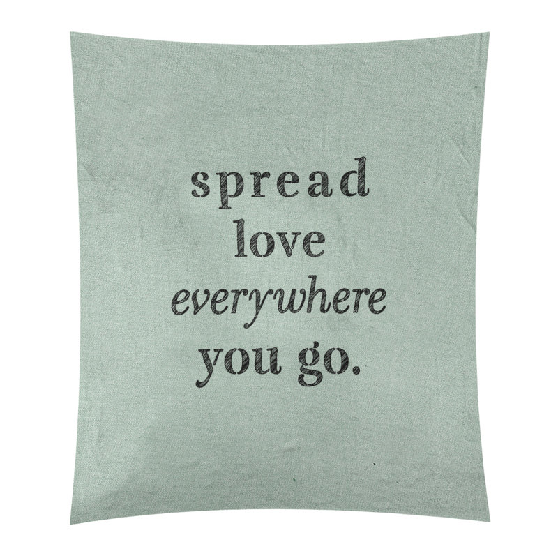 Tapisserie de polyester à l’quoted love quot, H 27,5 po x l 37,5 po, Vert / Noir