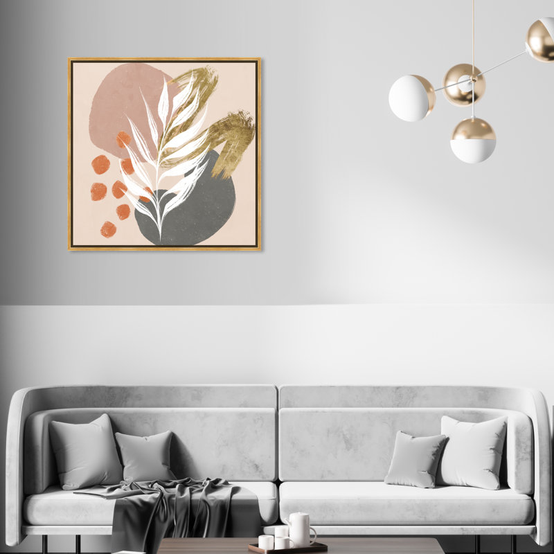 Brise pâle - peinture sur toile, Cadre flottant doré, H 30 po x l 30 po