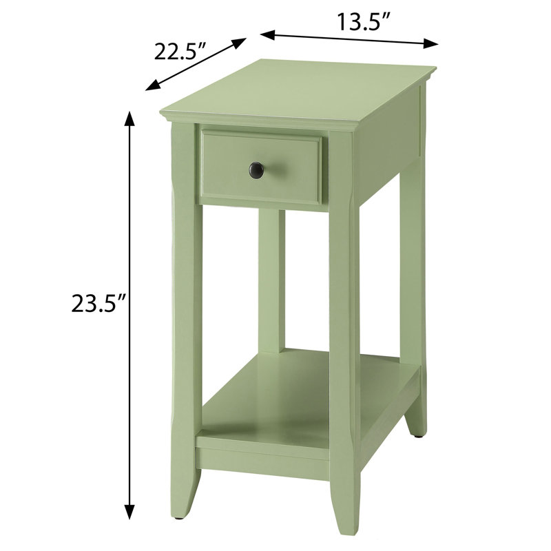 Light Green Accent Table with Bottom Shelf