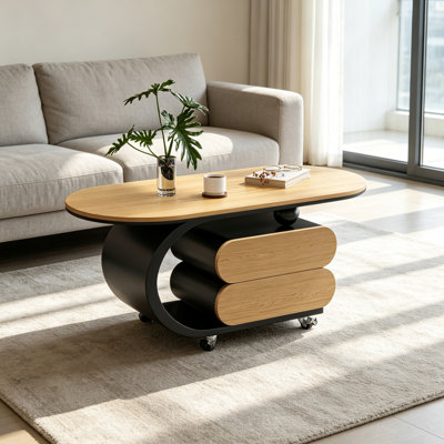 Movable Coffee Table With Drawer Storage