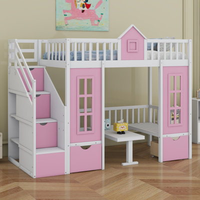 Bunk Bed With Changeable Table, Bunk Bed Turn Into Upper Bed And Down Desk